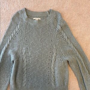 American Eagle Outfitters Blue Crew Neck Sweater with Ribbed Texture